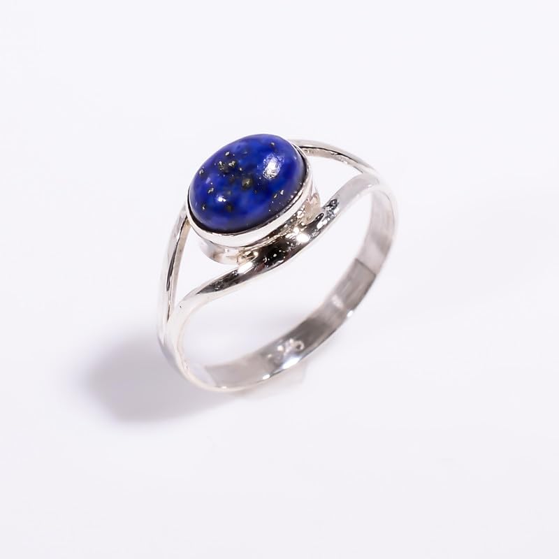 Bague lapis-lazuli en argent 925 faite main au style boho unique - 2