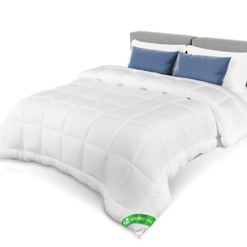 VOUNOT® Piumone Letto Matrimoniale 200x200 cm, Piumino Caldo 300 GSM per 4 Stagioni, Trapunta Autunnale e Invernale, 100% Microfibra, Bianco