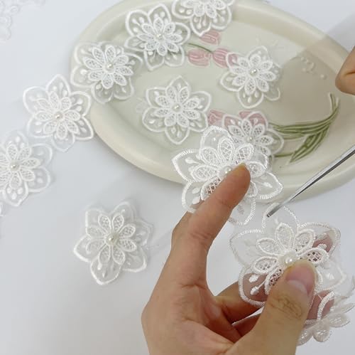 Simpless NO 3Yards Flower Lace Pearl Trim,Embroidered Sewing Lace Applique thumb #3