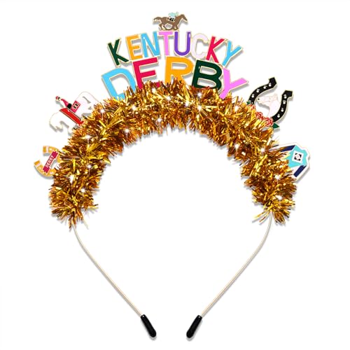 mokkia Derby Headband for Women Derby Race Horse Rings Suit Horseshoe Headbands Rose Floral Headband Horse Race Day Tiara Derby Hair Accessories Outfits Party Favors (Pattern E)