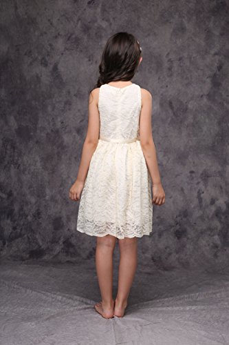 Ivory Flower Girl Lace Dress Bow Sash Children Communion D62