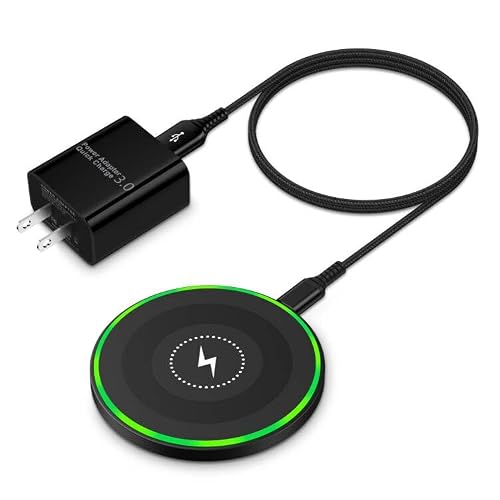 Wireless Charger for Samsung Fast Charger Charging Pad Android Charging Station for Samsung Galaxy S24 Ultra S24+ S23 FE S22 S21 S20 S10,iPhone 15 Pro Max Plus 14 13 12 11,with QC 3.0 Power Adapter