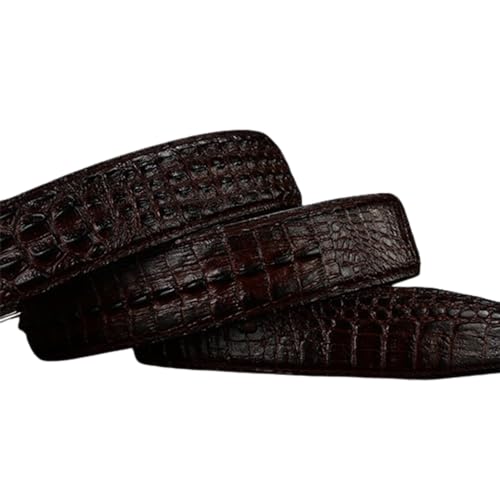 Alligator Backbone Skin Pattern Embossed Leather Belt Strap for Men, Handmade Crocodile Head Engraved Snap Buckle(120cm/47, Brown)3
