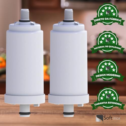 SOFTINOX Kit 2 Refil Vela de Torneira Filtro Universal Pro Saúde Água Pura e Segura