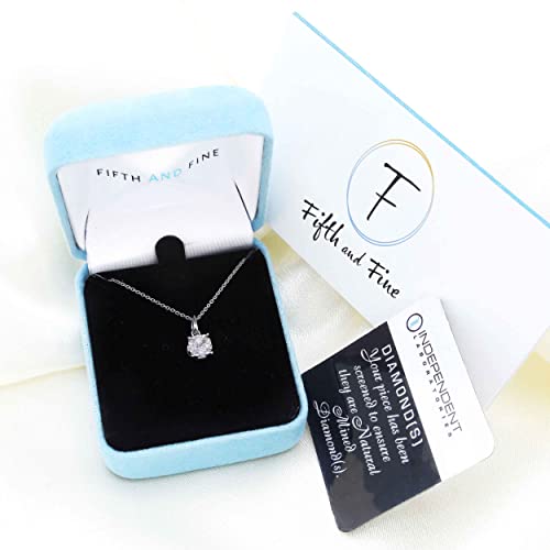 Fifth And Fine 1/4 Ctw Womens Diamond Pendant Necklace Set In 925 Sterling Silver (Round Cluster) #TOP6
