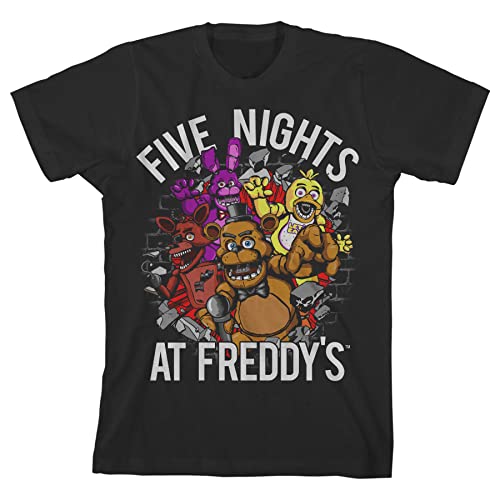 Five Nights at Freddys Breaking Walls Boys Black T-Shirt-Large