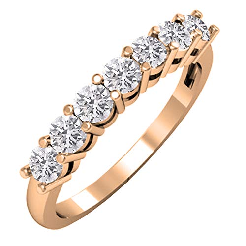 Dazzlingrock Collection Alianza de boda de oro de 14 quilates de 0,80 quilates (quilates) con diamantes blancos redondos cultivados en laboratorio de 3/4 quilates, diamante cultivado en laboratorio,