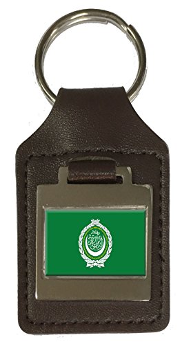 Porte-clés en cuir gravé drapeau Ligue arabe, accessoire de mode unisexe