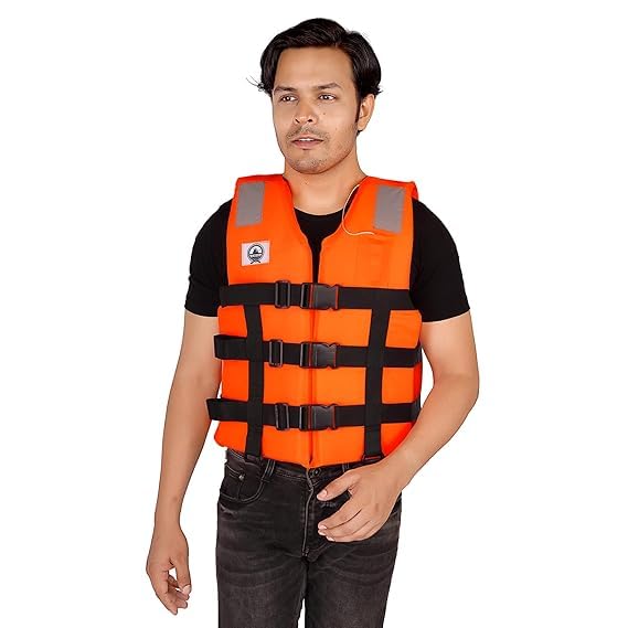 Image of Professional Life Jacket Adult Upto 120 kg Swim Boating Vest Life Jacket Snorkeling Floating Swimming Surfing Water Sports Life Saving Jacket Water Sport (Orange)