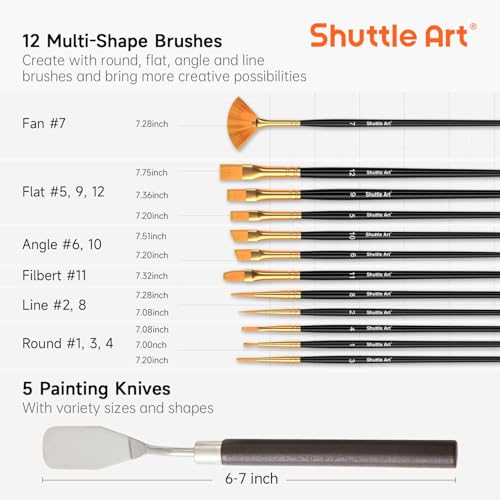 Shuttle Art 66 Pack Acrylic Paint Set, Painting Set with 30 Colours Acrylic Paints, Wooden Easel, Blank Canvas, Paint Brushes, Palette, Art Painting Pack for Kids Adults Beginner Artists - Image 8