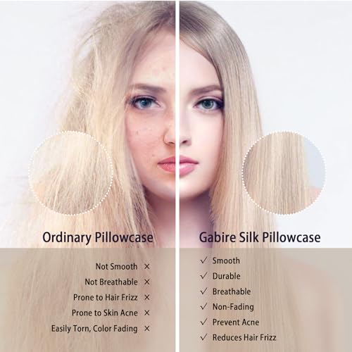 Gabire Mulberry Silk Pillow Cases Set Of 2, Both Sides Real Silk Pillowcase For Hair And Skin Prevent Acne Pillowcase Organic Silk Pillowcase 2 Pack With Hidden Zipper thumb #2
