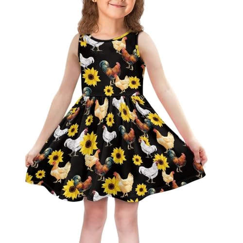 Little Girl Sleeveless Dress Comfy Sundress with Pockets for Kids Girls 4-14 Years Old