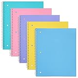 EOOUT 5 Pack Graph Paper Notebooks Spiral Quad Ruled Grid Notebook, 8 x 10-1/2 Inch, 3-Hole Punch 5 Colors Notebooks For School, Office & College