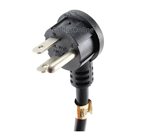Cablesonline , 10Ft Flat Plug Ac Power Cord, Flat Right-Angle Nema 5-15P To Iec C13, 16 Awg, Pc-31610L #TOP2