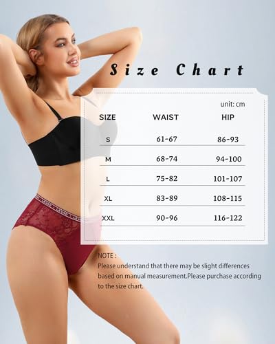 Levao Majtki damskie Bawełniane figi damskie Niewidoczne Koronkowe Bielizna Kobieca Komfortowa Seksowna Bielizna Bikini Panties Zestaw 5 szt, Czarny + Granatowy + Bordowy + Brązowy Kawa + Kolor