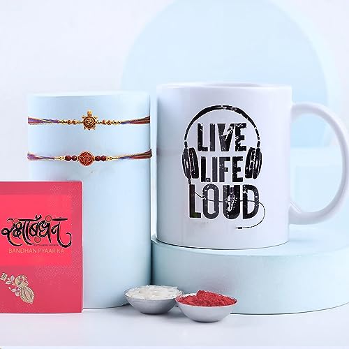 Image of Rakhi with Coffee Mug Gift Combo for Rakshabandhan | Rakhi Gift for Brother | Rakhi for bro | Rakhi and Roli Chawal, Rakhi Gift for Brother (04)