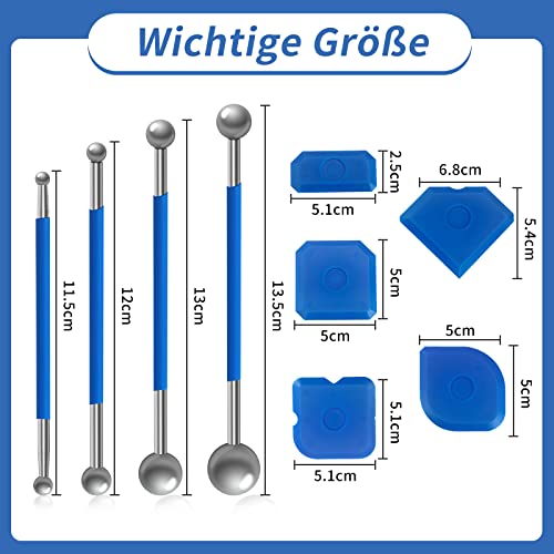 9 Stück Werkzeug Schaber Kit Fugenglätter Set, 4 Stück Metallkugel Abzieher und 5 Stück Silikon Fugenglätter, Silikonfugen abzieher Caulking Werkzeug Kit Fugenglätter Set Für Badezimmer, Küchenfliesen