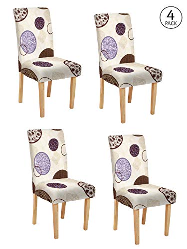 Image of Cortina Dining Chair Slipcover | Anti Slip Chair Cover | Geometric Print, Removable & Easy Wash | Universal Fit Super Soft Stretchy Polyester Spandex | Living Room, Kitchen, Hall | Pack of 4, Multi 1
