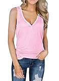 Ofenbuy Womens V Neck Tank Tops Sleeveless Loose Dressy Workout Shirts Pink