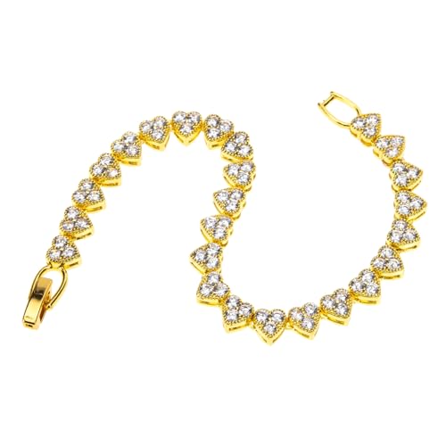 Collier ras du cou à maillons cœur en strass doré pour femmes de 18 cm