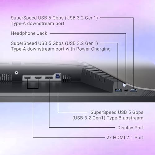 Image of Dell 32 inch 4K UHD Gaming Monitor, 144Hz 1ms Fast IPS Computer Display, AMD FreeSync, NVIDIA G-SYNC, VESA DisplayHDR 600, 95% DCI-P3, HDMI, Displayport, USB-A|B, Height /Swivel /Tilt Adjustable Stand