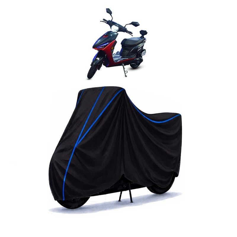 Image of Scooty Cover Water Resistant for Avan Motors Trend E BS6 | Universal Scooter & Bike Cover | Heavy Duty UV Dust, Rain & Scratch Protection Weather Indoor Outdoor | Black with Blue Piping