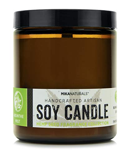 MIKA NATURALS Wood Wick Aromatherapy Soy Candle (Absinthe Mist) 7 oz.