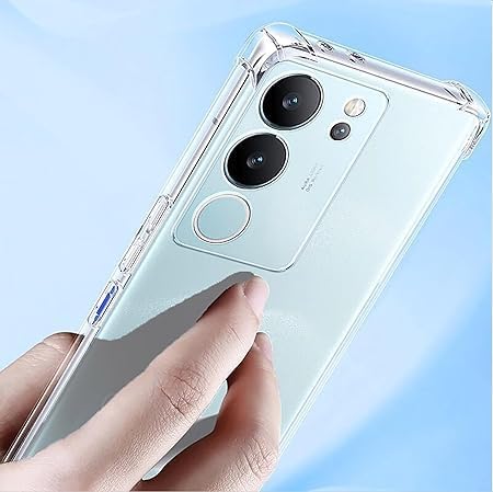 Image of Case Creation New Vivo V29 Premium Imported 0.3mm Crystal Clear Totu Silicone Transparent Flexible Soft Corner Protection with TPU Slim Back Case Color Variation Cover for Vivo V29