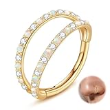 ONESING Anillos de acero inoxidable 316L para tabique: aro, triple apilado, cartílago, hélice, tragus, anillos redondos con bisagras, joyería para mujeres y hombres, 14G(1.6mm)-10mm, Acero inoxidable