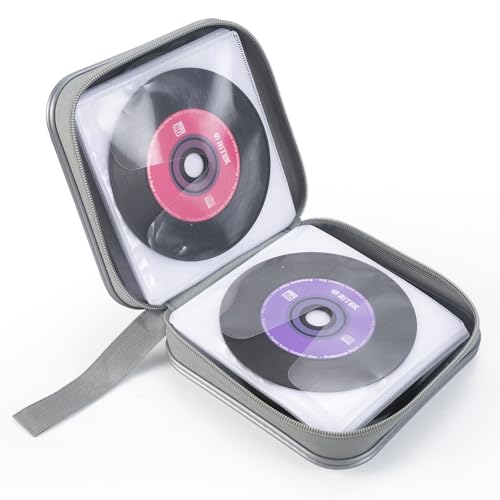 alavisxf xx Etui na CD, 48 pojemności, twardy plastik, przenośny futerał podróżny na DVD, ochronny zamek błyskawiczny, etui na płyty CD, torba do przechowywania samochodu, portfel, torba (szara