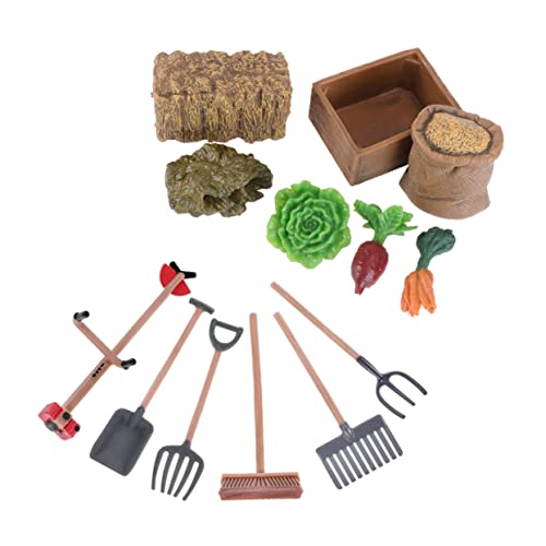 ifundom 13Pcs Farm Tool Model Set Realistic Accessories for Sand Table Decoration for DIY Farm Landscaping and Play Scenes Construction