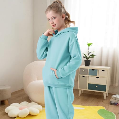 Image of Kids Athletic Pullover Hoodie Sweatshirt with Pocket Tops,2-12Years | Boys and Girls Fleece Hooded Christmas Halloween Teen Girls Athletic Hoodie Solid Color Lightweight Classic Kids Clothes