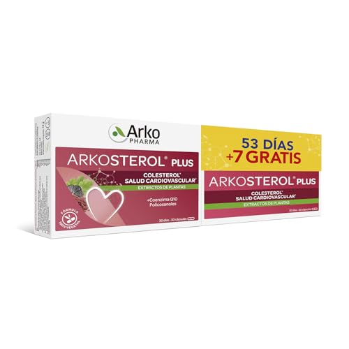 Arkopharma Arkosterol Plus Levadura Roja De Arroz + Q10 Pack 60 Cápsulas, Monacolina K, Coenzima Q10, Solución Natural Para Controlar el Colesterol, 100% Vegetal, 1 Cápsula al Día