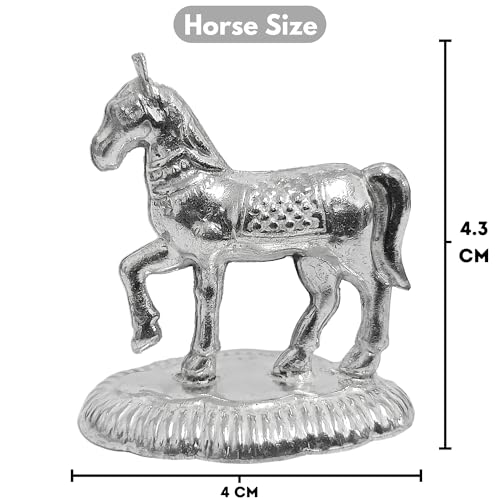Image of Vail Creation Silver Horse Vastu Idol Decoration Items for Pooja Gift Worship Home Decor | Silver Horse with Left Leg Up
