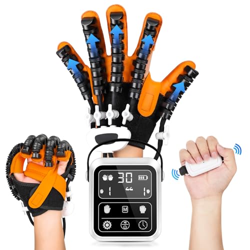 Dvoliaw Hand Rehabilitation Robot Gloves, 3rd Generation Portable USB Chargeable Hand Stroke Recovery Equipment, 4 Modes & 9 Strength Levels Robot Hand Gloves For Hemiplegia Hand Therapy, Left hand XL