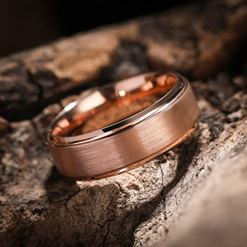 King Will Gold 8Mm Rose Gold Plated Tungsten Carbide Ring Wedding Band Matte Finish Comfort Fit 10.5 #TOP20