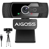 Aigoss Webcam Full HD 1080P con Micrófono Estéreo Cámara Web USB
