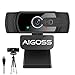 Aigoss Webcam con Micrófono para PC,1080P USB Cámara Web con Cover Y trípode para Video Chat y Grabación, Compatible con Windows, Mac y Android