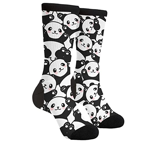Yilad Cute Panda Print Socks Novelty Crew Socks Funny Crazy Dress Socks For Men Women Hiking Cycling Running Travel