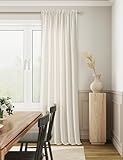Guken Natural Cream Ivory 102 Inch Linen Curtains for Living Room Bedroom Rod Pocket Modern Boho Neutral Light Filtering Semi Sheer Linen Drape Curtain for Large Window, 1 Panel, W52xL102