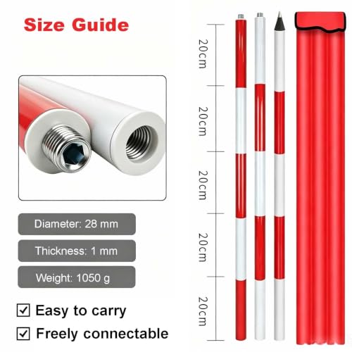 Heavy Duty Detachable Centering Rod - Aluminum Modular Survey Range Pole 2m/3m/5m with Rivet Reinforced Design, Hardened Metal Spike & Portable Oxford Storage Bag for Surveying Professionals - Image 7