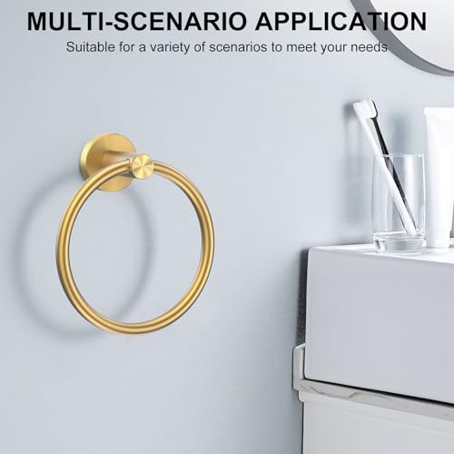 Image of SetSail Towel Holder for Bathroom Wall Gold Towel Ring Stainless Steel Hand Towel Holder for Bathroom, Kitchen Drill Hole, 2 Packs