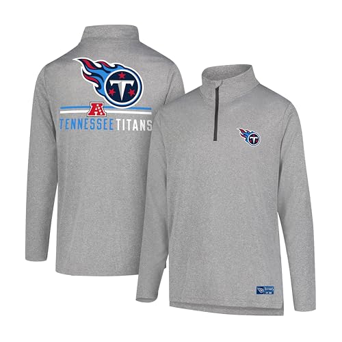 Ultra Game NFL Official Adults Super Soft Quarter Zip Long Sleeve T-Shirt - Unisex, Tennessee Titans, Heather Gray, Small