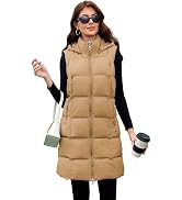 MODERN BUBBLE Long Puffer Vest for Women with Removable Hood Thickened Fleece-Lined Warm Packable...