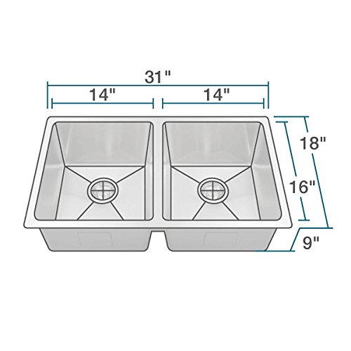 Mr Direct 3120D-14-766-Abr-Ens Antique Bronze All-In-One 31 Inch Kitchen Sink Ensemble, 31" 50/50 #TOP2