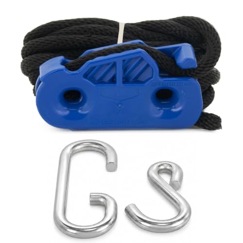 Tie Boss - 3/8 Inch Heavy Duty (300 lbs Working Load Limit) Weather Resistant Tie Down Rope Tightening System (w/15 ft Rope) - Blue (Blue)