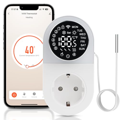 Temperaturregler WLAN Smart Temperaturschalter 230V Steckdose...