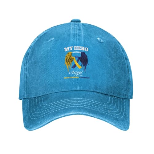 Image of Wings Angel Down Syndrome Awareness Baseball Caps Demin Hat Vintage Trucker Caps New Classic Style Adjustable Blue
