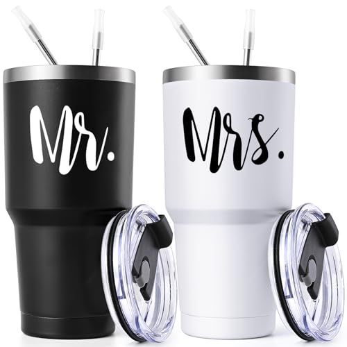 Lifecapido Mr & Mrs Stainless Steel Travel Tumblers Set, Wedding