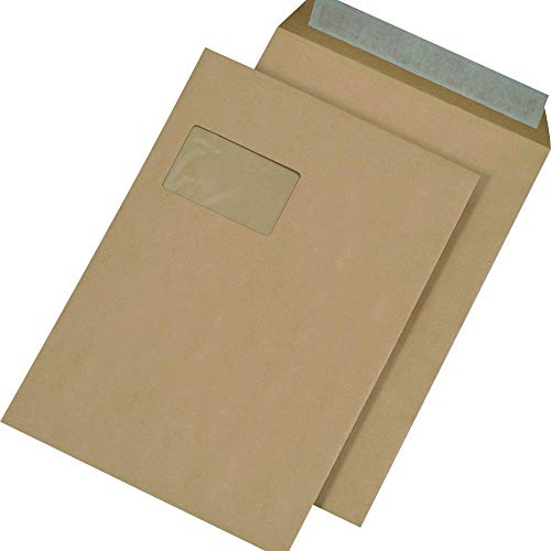 Elepa - rössler kuvert 30005498 Versandtaschen C4 mit Fenster, haftklebend, 110 g/qm, 250 Stück, braun Cover